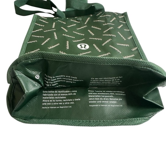 Lululemon Reusable Shopping Tote Bag Shopper Green Logo Yoga Beach Gym Small - Picture 4 of 7